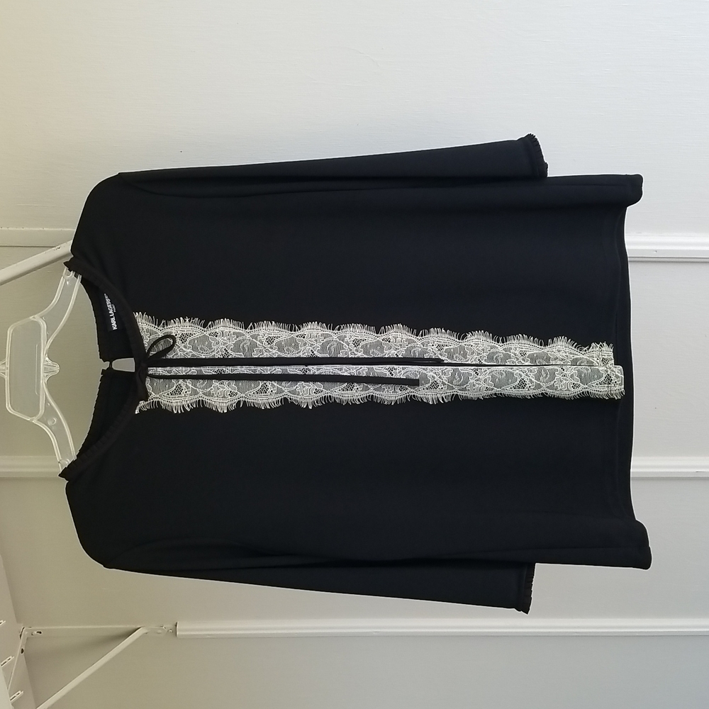 EUC Karl Lagerfeld black and white blouse - size L